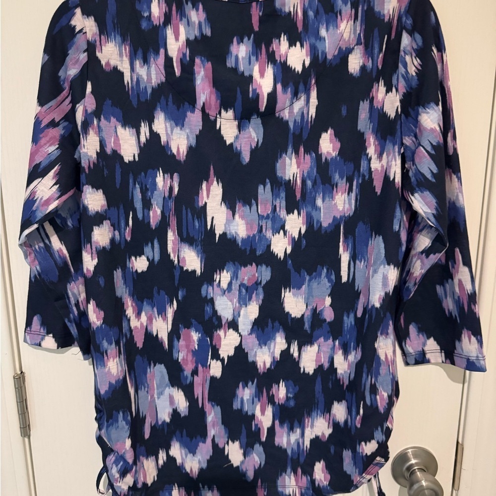 Allison Daley Long Sleeve Top - Blue and Purple Abstract - Picture 2 of 6